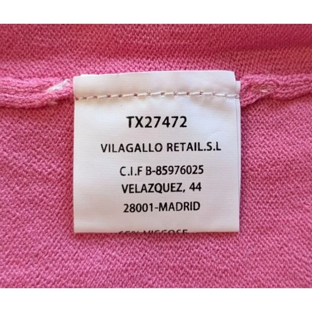 NWOT VILAGALLO Spanish Pink Coral Silver 1/2 Sleeve Colorblock Knit Blouse Sz S - Picture 4 of 6
